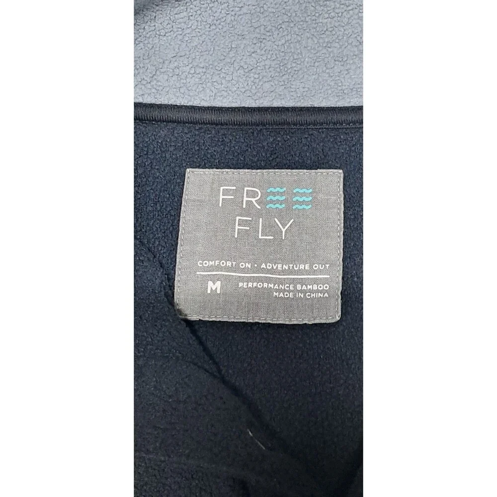 Freefly Bamboo Polar Pullover Men's Medium Black Fleece Snap Buttons